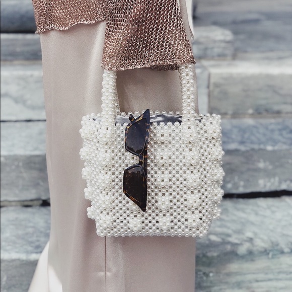 Handbags - 🆕Becky Beaded Bag White Top Handle Bag